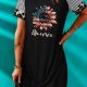 AMERICA US Flag Flower Graphic Twisted Dress