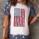 Blue Starry American Flag Sequin Tie Dye Graphic T Shirt