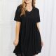 BOMBOM Another Day Swiss Dot Casual Dress in Black