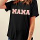 Chenille "MAMA" Sequin Graphic Tee in Black