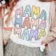 Colorful MAMA Letter Graphic Round Neck Casual Tee